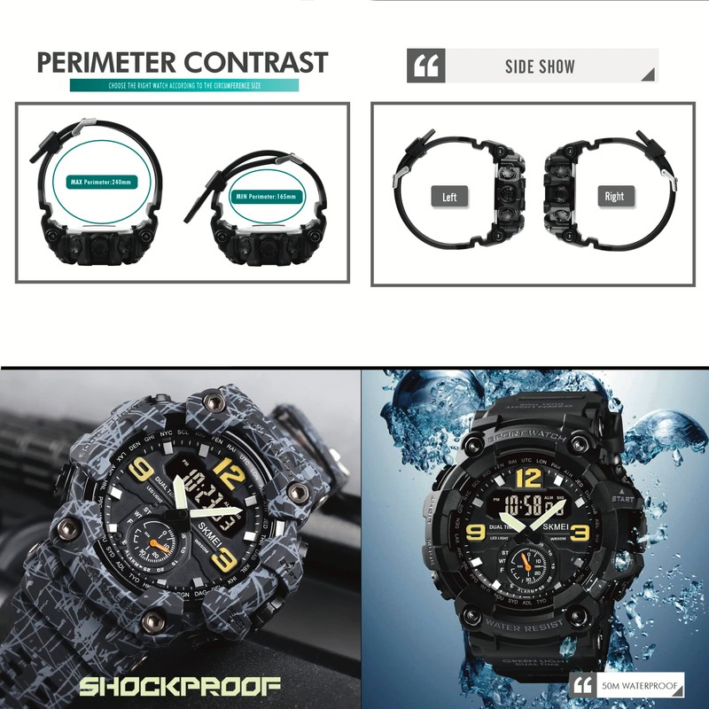 Yuxier Men's Military Watch Camouflage Sport Outdoor Waterproof Watch Date