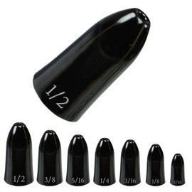 Reaction Tackle Tungsten Bullet Fishing Weights/Worm Sinkers for Bass Fishing - 1/2 Black