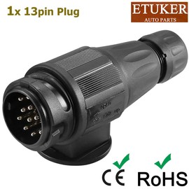 ETUKER 13 Pin Trailer Plug Male, 12V 13 Pin Towing Plug For Trailer, Waterproof 13 Pin Caravan Plug, Trailer Electrical Connector Wiring Plug