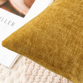 JOTOM Chenille Cushion Covers 60x60 cm Soft Gold Yellow Decorative Throw Pillow Covers 24x24 Inch Square Cushion Case Solid Pillowcases for Couch Sofa Living Room Bed Home Decor (Gold Yellow)
