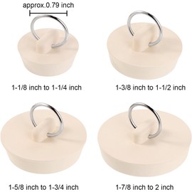 8 Pieces Rubber Tub Stopper Set, Bath Plug, Drain Stopper White for Bathtub Kitchen and Bathroom, 4 Sizes (8)