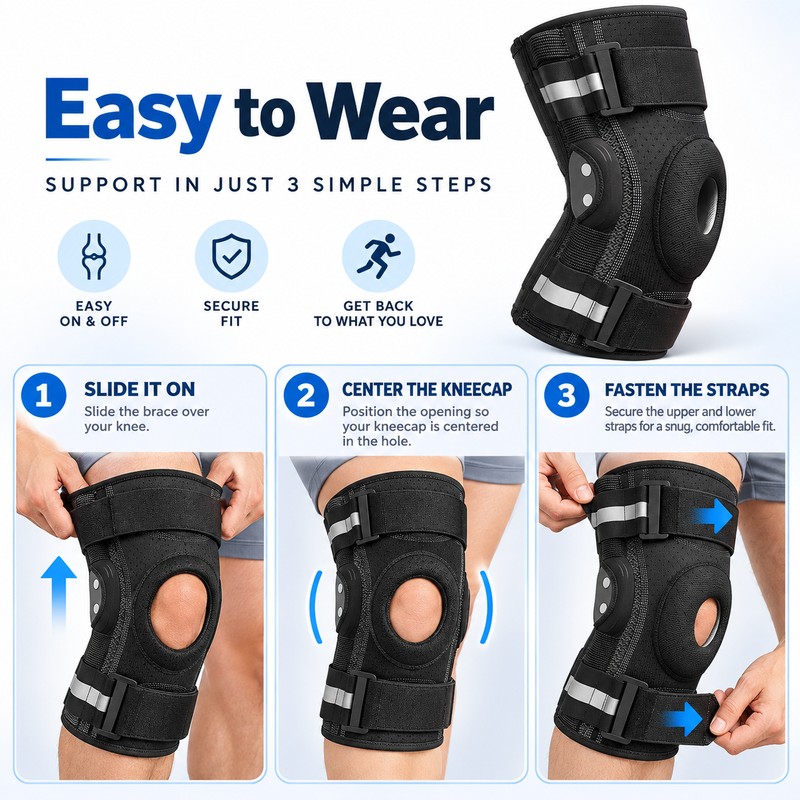 Hinged Knee Brace for Daily & Sports Support – Adjustable