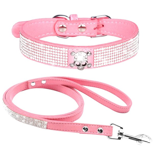 Rhinestone Dog Collar, Cute Dazzling Sparkling Soft Velvet Leather Dog