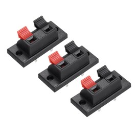uxcell 2 Way Spring Terminal Clip Push Release Connector Plate Jack Socket Speaker Terminal Strip Block Speaker Jointing Clamp Test Clip WP2-1 3Pcs
