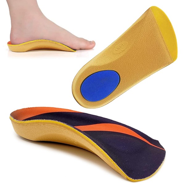 RooRuns 3/4 Arch Support Insoles, Orthotic Inserts with Heel Cushion for Plantar Fasciitis, Flat Feet, Over-Pronation, Heel Pain Relief (M | Men's7-10.5, Women's8-11.5)