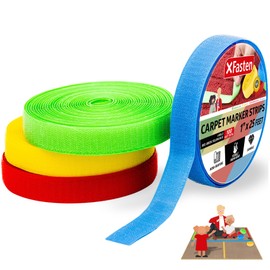 XFasten Carpet Marker Strips for Classroom, 100 Feet (4 Rolls) Carpet Markers for Teachers, Sit Spots for Classroom Carpet, Floor Tape Sensory Path for School (Red, Green, Blue, Yellow) 1-Inch Width