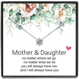 JeeweLife Mother Daughter Necklaces- Gifts for Mom and Me Sterling Silver Necklace Christmas/Mother's Day/Birthday Gifts