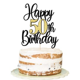 FLORCMET - Decoración para tarta de cumpleaños 50 - Decoración para tartas de feliz cumpleaños 50 años, decoración para tartas de feliz cumpleaños 50 y aniversario (50)