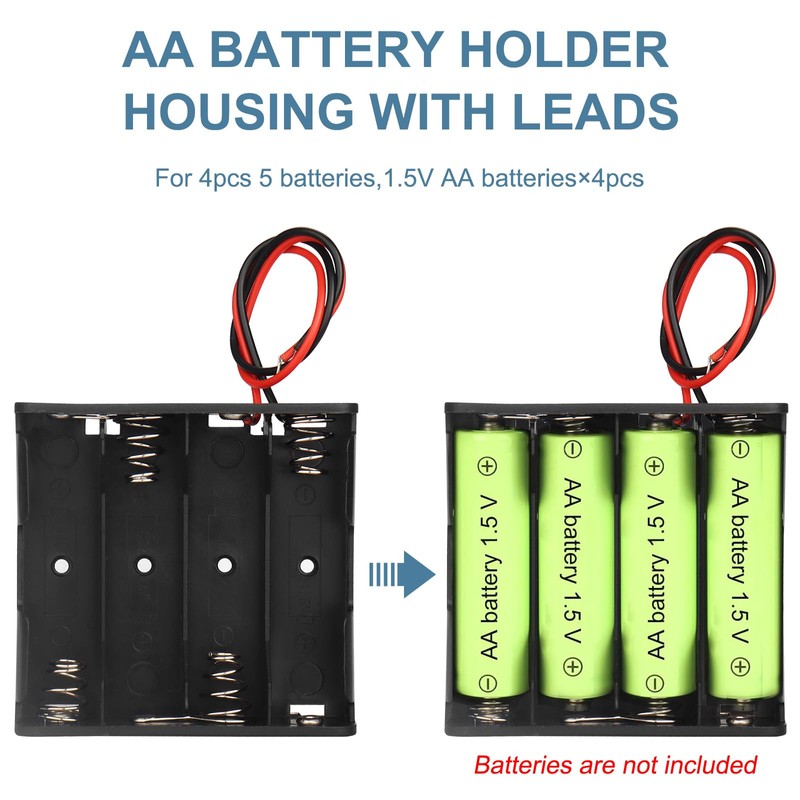 VWEICYY 2PACK 4 AA Battery Holder housing with Leads,2PCS 4
