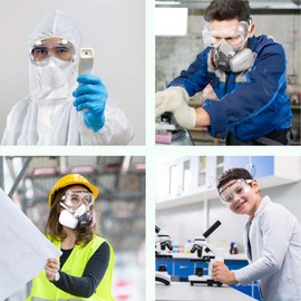 SIGNATURE Reusable Half Face Cover with Filters Bundle with Anti-Fog Protective Safety Goggles (5 items)