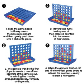 ZUNIPLEX 4 in a Row Game,Classic Board Game for Kids,Four Wins travelling game,Educational toy for children,Strategy game for children from 3 4 5 6 7 8