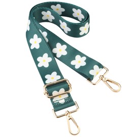 DIVCIDLC Purse Shoulder Strap Replacement Guitar Strap Wide Belt Nylon Handbags Case Adjustable Crossbody Canvas Bags Strap with Metal Buckle, Green white flower