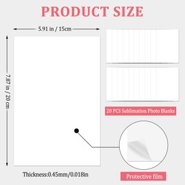 20 piezas de metal sublimación para fotos en blanco de 6 x 8 pulgadas – 0,45 mm de grosor de aluminio para letreros de bricolaje, marco de póster de pared, manualidades, regalo, decoración del hogar