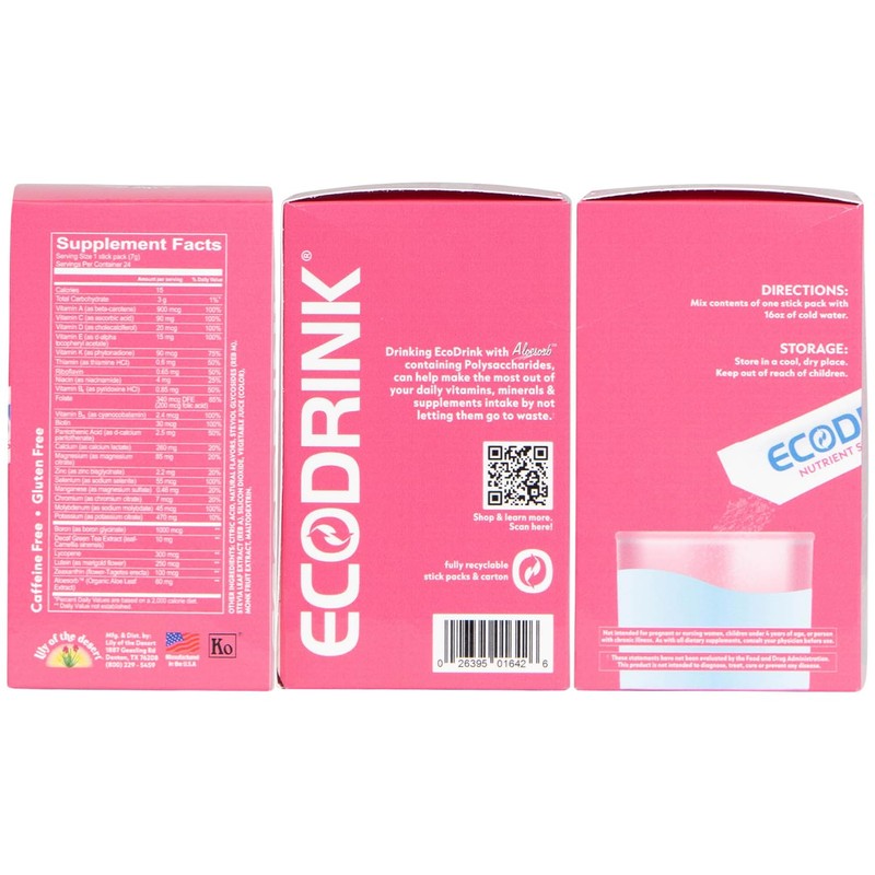 Lily of The Desert EcoDrink Nutrient Support Hydration Packets (3