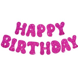 Glitter Happy Birthday Banner Prestrung - 10 Feet | Happy Birthday Sign, Birthday Banner for Happy Birthday Decorations | Happy Birthday Decor (Hot Pink)