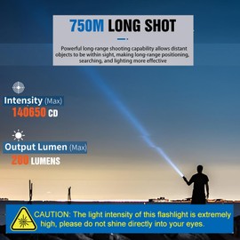 Vastlite Minima Bow LEP Flashlight Portable - 280 Lumens,Range of 2460 feet 3 Modes LEP Flashlight With Flash,High Brightness,Long Range,and high Collimation Characteristics(with Battery) (stripe)