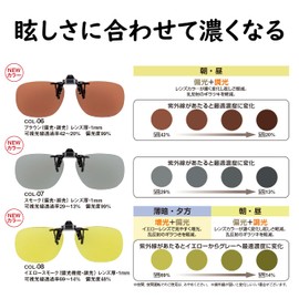 meigan BREAKER 9351-07 Clip-on Sunglasses, Polarized, Dimmable, UV Protection, Flip-up Over Glasses, Cover Glass, Prevents Glare, Lens Height, Smoke