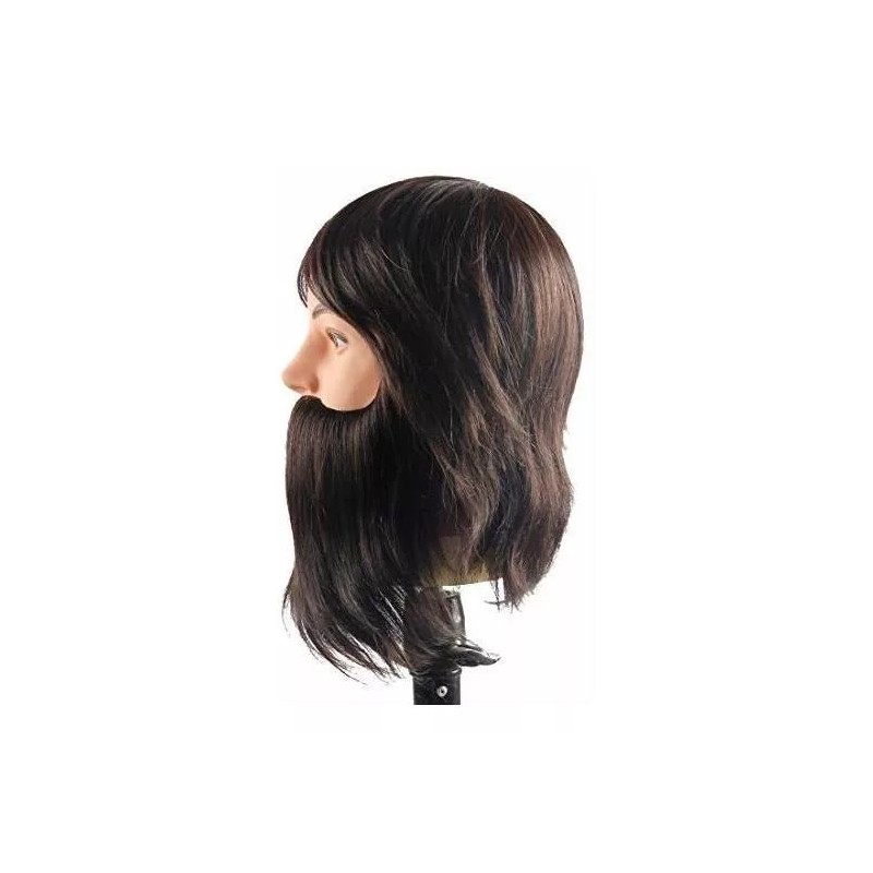 QNI-LMB Cabeza De Maniquí Cabello 100% Human Hair Barberia Cabezote
