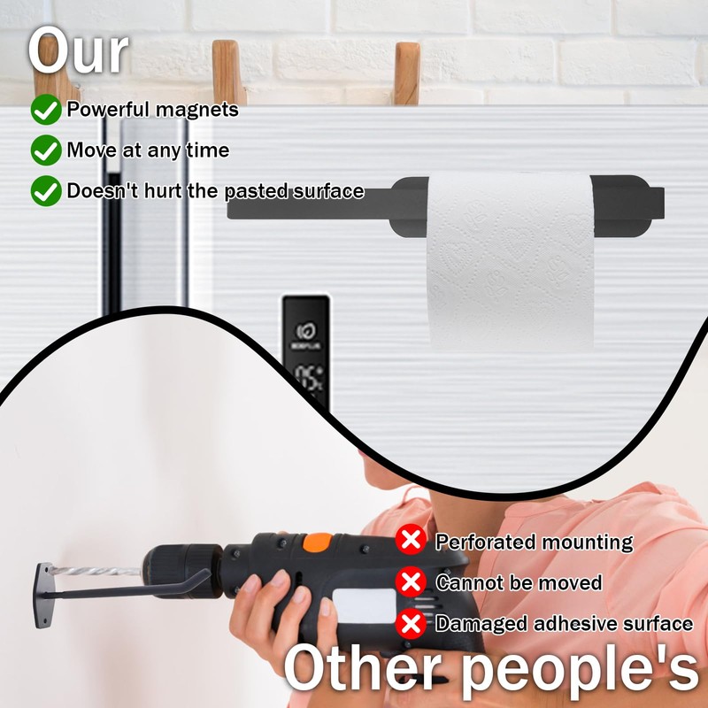 Magnetic Black Kitchen Roll Holder, Carbon Steel Kitchen Roll Holder,