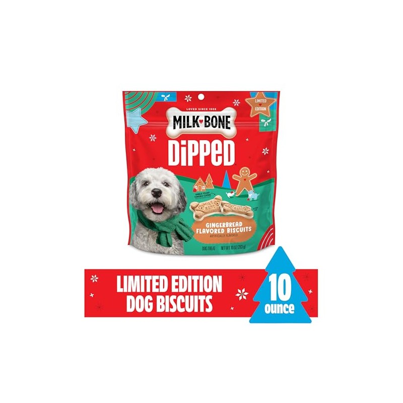 Milk-Bone Dipped Gingerbread Artificially Flavored Dog Biscuits, 10 oz Bag
