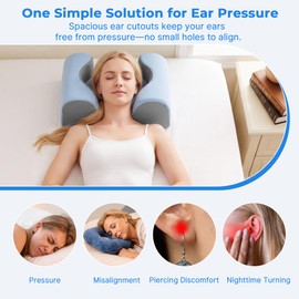 Piercing Pillow for Back Sleeper, Contour Ear Pillow for Back Sleeping