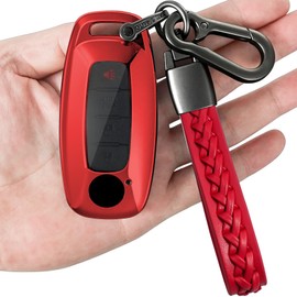 Yonmcfn for Nissan Key fob Cover with Leather Keychain,TPU Key case,Compatible with 2023 2024 Pathfinder Rogue ect,New Remote Smart Key,Transparent red