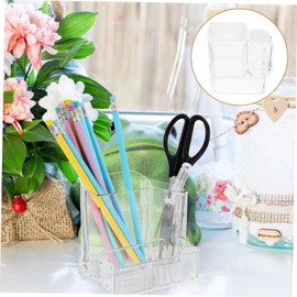 CAXUSD Acrylic Pen Organizer and Makeup Brush Holder Multi-Functional Storage for Desk for Pens Scissors Cosmetics and More Transparent Design for Enhanced Desktop Aesthetics