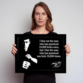 Bruce Lee (1) Signed Inspirational Motivational Quote Sign Poster Print Picture (A3 Print Only)