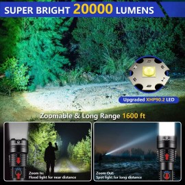 Esgofo High Power Rechargeable Flashlight LED High Lumens, Super Bright 900000 Lumen...