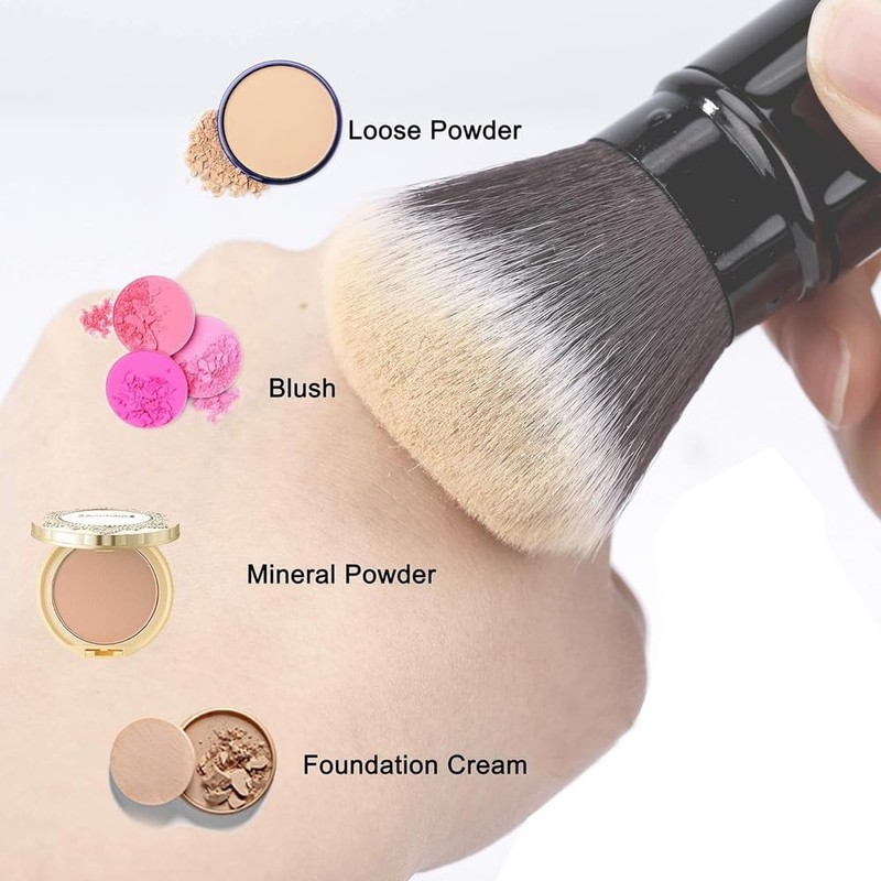 Pack of 2 Powder Makeup Brushes Retractable Brush for Blush