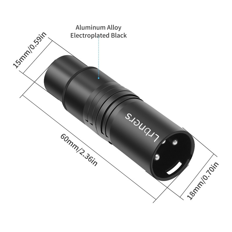 Lrbners XLR Male to Female Audio Adapter, Black Shell Secure