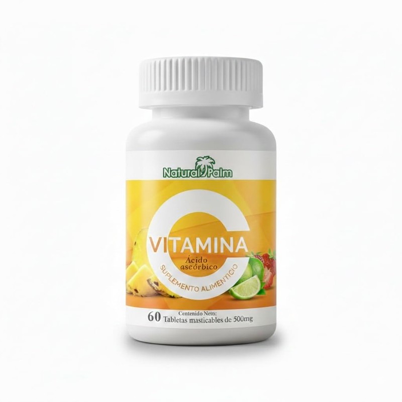 Vitamina C 500mg tabletas masticables bajas en azúcar, suplemento alimenticio,