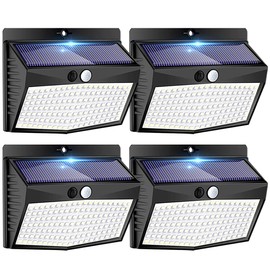 Solar Outdoor Lights, [138 LED/4 Packs] Solar Motion Sensor Security Lights with 3 Lighting Modes Solar Wall Lights Waterproof Solar Powered Lights for Garden Fence Yard Deck Garage