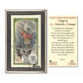 Bliss Sterling Silver Saint Michael/Coast Guard Medal Pendant Necklace 24" PrayerCard