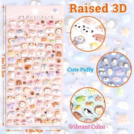 Children's Cartoon 3D Stickers, Pack of 6 Children's Stickers, 3D Animal Stickers, Children's Sticker Set, 3D Stickers, Children's Stickers Animals, Sticker for Boys and Girls