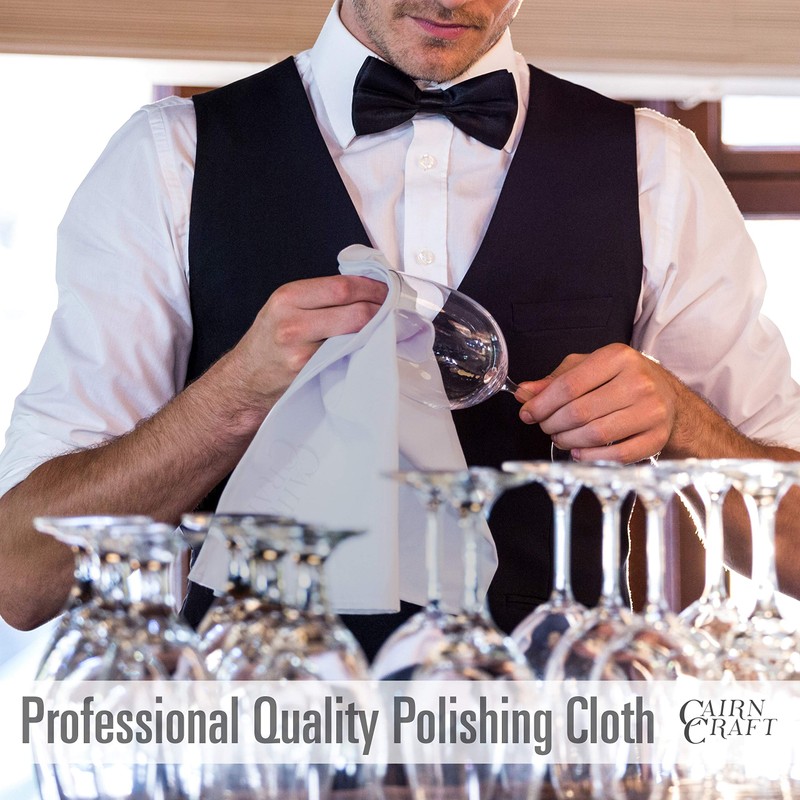 CairnCloth Large Microfiber Glassware Polishing Cloths (2 Pack Grey)