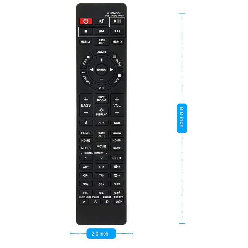 Replacement Remote Control Applicable for Nakamichi Shockwafe Ultra 9.2.4 Channel