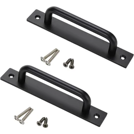 WADY 2PCS Heavy Duty Sliding Barn Door Handles, Black Aluminium Alloy Sliding Door Pull Handles for Shed, Balcony, Kitchen Cabinet, Closet & Farmhouse Doors