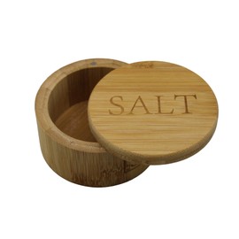 Dependable Industries Natural Bamboo Salt Cellar with Swivel Locking Magnetic Lid Kitchen Organizer Bakers Salt Pincher (7 Ounce)