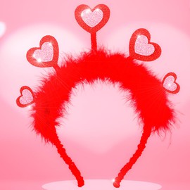 Blindery Heart Headbands with Sequin Love Head Band Red Party Hair Hoop for Holiday, Wedding, Birthday, Costume Accessory (red-2)