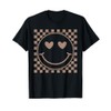 Retro Happy Face Checkered Pattern Smile Face Trendy T-Shirt