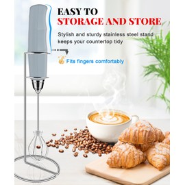 YUSWKO Rechargeable Milk Frother for Coffee, Handheld Drink Mixer with 3 Heads 3 Speeds, Ideal Electric Stirrers for Travel