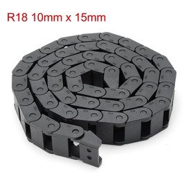 sourcing map R18 10 mm x 15 mm Black Plastic Cable Drag Chain Wire Carrier 1 m Length for CNC DE de