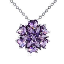 Hancock Birthstone Necklace Sterling Silver Flower Pendant Jewelry Gifts for Women (B Purple February Amethyst)