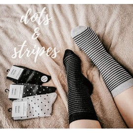 Vincent Creation 10 Pairs of Cute Women's Socks & Girls Socks Dots and Stripes Cotton - Polka Dot and Striped, multicoloured