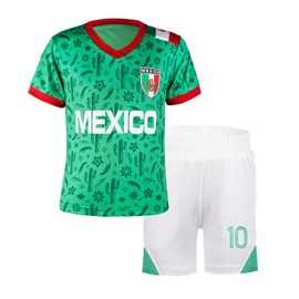 Cnins Pro-Style Mexico Soccer Uniform - Advanced Youth Kit (MX10-CN,14Y)