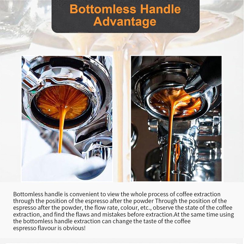 51mm Bottomless Portafilter Compatible for Delonghi ECP3420/ECP3120/EC155/BCO430/EC260 with Stainless Steel