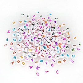 500+ Pieces 4x7mm White Round Acrylic Alphabet Letter Beads A-Z Mixed Plastic Shape Loose Beads for DIYJewelry Making Bracelets Necklaces Key Chains (Colorful on White)