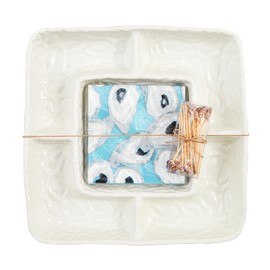 Mud Pie Oyster Section Server; Server 11" x 11" | Napkin 5" x 5" | Toothpick 3"