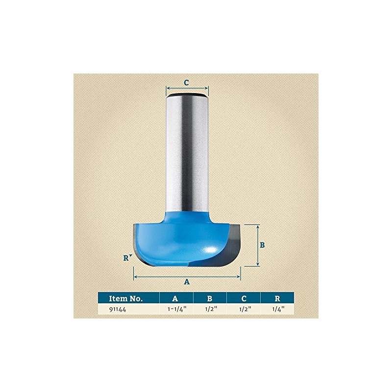 Rockler Dish Carving Router Bit, 1-1/4" D, 1/2" Shank